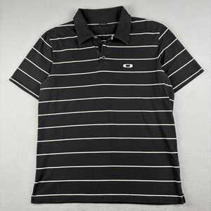 Y2K Oakley Polo Shirt Men's Large Black White Striped Embroidered Logo